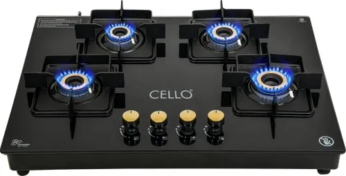 Image of CELLO Black Pearl Glass Hob Cooktop 4 Burners