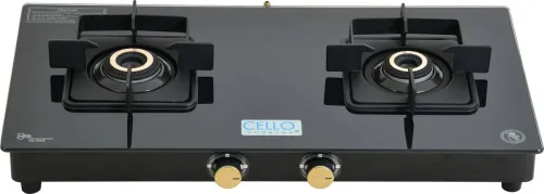 Image of Cello Black Pearl 2 Burner Glass Top Gas Stove