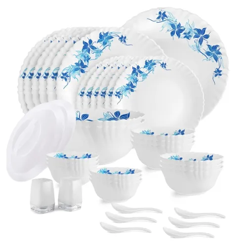 Image of CELLO Blue Swirl Dazzle Opalware Dinner Set of 37 Pieces