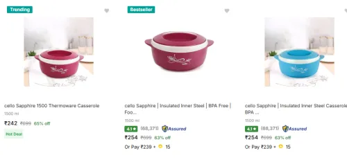 Image of Cello Casseroles at Starting @ ₹242