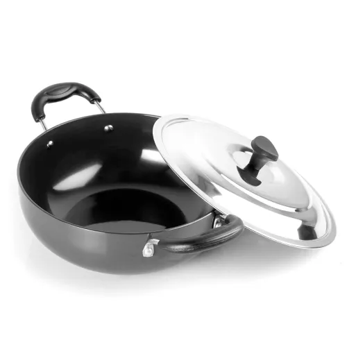 Image of Cello Aluminum Hard-Anodised Classy Kadhai, 2.5 LTR with Steel Lid, Gas Stove Compatible only, Black