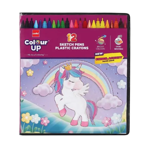 Image of Cello ColourUp Unicorn Art Set | 12 Sketch Pens & Crayons