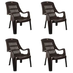 Cello Comfort Sit Set of 4 Chairs (Ice Brown) | Strong and Durable | Easy to Clean | Chair for Living Room, Bed Room, Ki