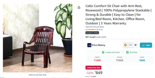 Image of Cello Comfort Sit Chair with Arm Rest, Rosewood