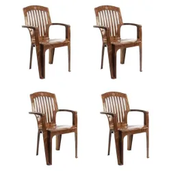 CELLO Commander Chair (Sandalwood Brown, Set of 4) | Strong and Durable | Easy to Clean | Chair for Living Room, Bed Roo