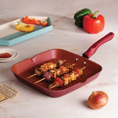 Image of Cello Crown Non Stick Grill Pan Square, Maroon