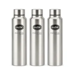 CELLO Crysta Stainless Steel Water Bottle  Set of 3 Pcs Silver, 1000 ml