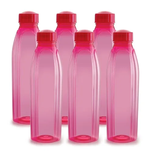 Image of CELLO Crystal Water Bottles Set of 6 Pcs For Daily Use 1000ml Pink | Stylish & Unbreakable BPA-Free Leakproof Lightweigh