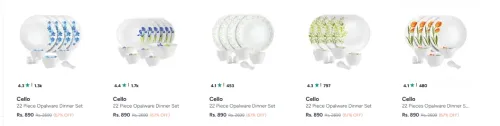 Image of Cello Dazzle Opalware Dinner Set up to 67% Discount