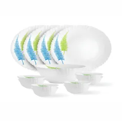 Cello Dazzle Series White 13-Piece Printed Fern Opalware Dinner Set