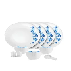 Cello Dazzle Series White Floral Opalware Microwave Safe 22 Piece Dinner Set