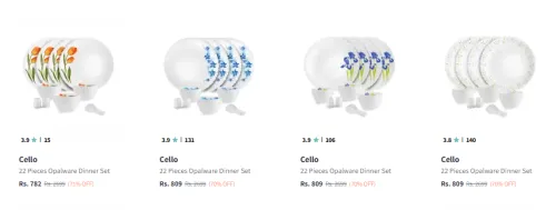 Image of Cello Dazzle Series Opalware Dinner Set (22 Pieces) Starting At @₹782
