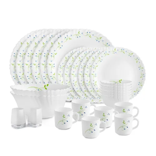Image of Cello Dazzle Tropical Lagoon Opalware Dinner Set, 28 Pcs (White)