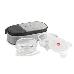 CELLO Delighta Borosilicate Glass Lunch Box 400ml Set of 2