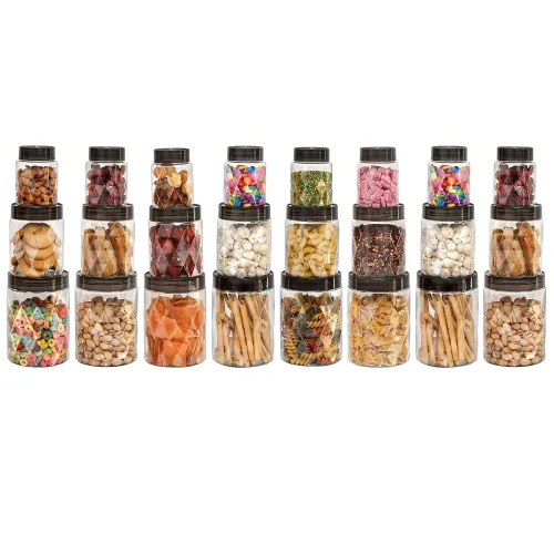 Image of CELLO Diamond Pet Storage Container for Kitchen Set of 24 Pcs Black | 8x300ml, 8x650ml, 8x1200ml Freezer & Fridge Safe S