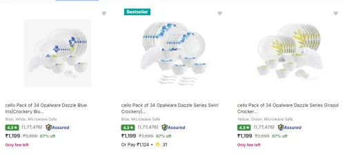 Image of Cello Dinner Sets Starting @ ₹1199