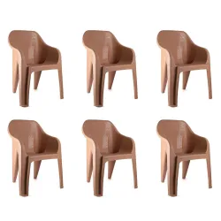 Cello Dynamo Chair Set (Pack of 6, Dark Beige)