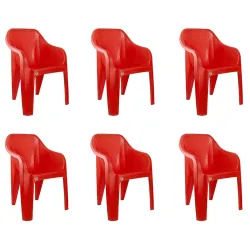 Cello Dynamo Chair Set Pack of 6 - Red | Strong and Durable | Easy to Clean | Chair for Living Room, Bed Room, Kitchen, 