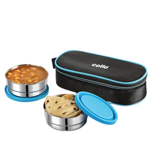 Image of CELLO Eco Bite Stainless Steel 2 Container Lunch Box with Bag