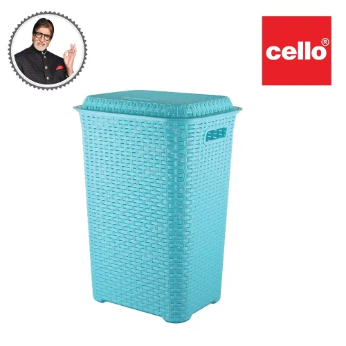 Image of Cello Eliza Plastic Laundry Basket with Lid 50 Ltrs 