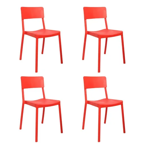 Image of Cello Eskimo Cafeteria Set of 4 Chairs (Red)