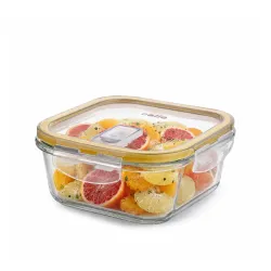 CELLO Fit & Fresh Square Lunch Box Container for Daily Use 1000 ml Clear | Microwave & Fridge Safe Toughened Glass Airtight Leakproof Food Storage Tiffin Box Container for Kitchen, Travel &....