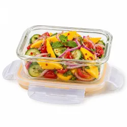 CELLO Fit & Fresh Rectangle Lunch Box Container for Daily Use 370 ml, Clear