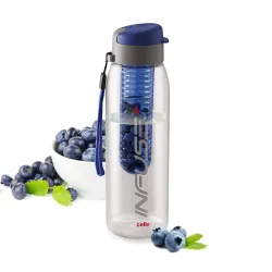 CELLO Fruit Infuser Water Bottle 800ml, Blue | Wide Sealed Flip-Top Cap, Leak-Proof & Durable | Airtight, Reusable | Det