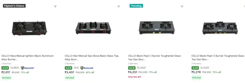 Image of Cello Gas Stoves at Minimum 75% Discount