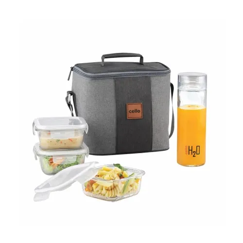 Image of Cello Glass Lunch Box Set Airtight Leakproof