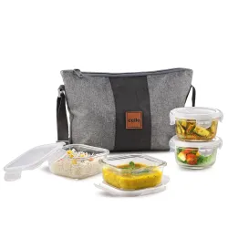 CELLO Glassy Square Lunch Box with Jacket For Office