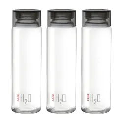 CELLO H2O Glass Fridge Water Bottle with Plastic Cap