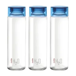 CELLO H2O Glass Water Bottle 920ml (Set of 3)