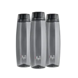 CELLO H2O Octa 1 Litre Plastic Water Bottle, Grey, Set of 3