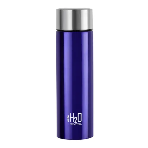 Image of CELLO H2O Stainless Steel Water Bottle 1000ml, Blue | Single Walled, Food Grade ISI Certified Steel Bottle | Leakproof L