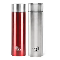 Cello H2O Stainless Steel Thermos Water Bottle, 1 Litre, Silver H2O Stainless Steel Water Bottle, 1 Litre, Red
