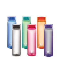 CELLO H2O Water Bottles Set of 6 Pcs For Daily Use, 1000ml Each Multicolor | Stylish & Unbreakable BPA-Free Leakproof Refrigerator Safe Pet Water Bottle For School, Office, Kitchen & Travel
