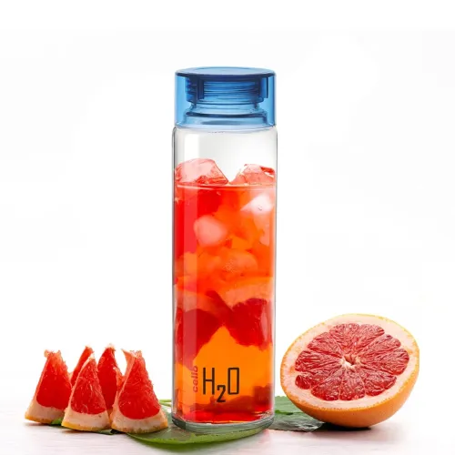 Image of CELLO H2O Glass Fridge Water Bottle with Plastic Cap 920ml