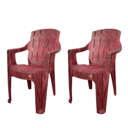 Cello Hercules Chair Set of 2, Rosewood | Unbreakable, Durable & Strong |Blended PP Material, Easy to Clean |Plastic Cha