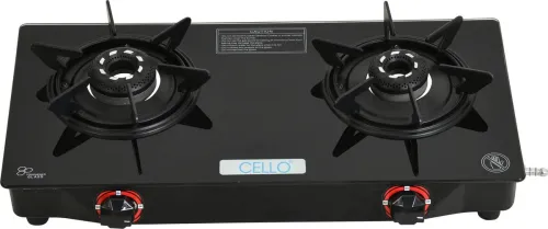 Image of CELLO Hexa 2-Burner Manual Gas Stove – Black Glass