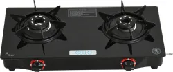 CELLO Hexa 2-Burner Manual Gas Stove – Black Glass