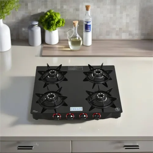 Image of CELLO Hexa 4-Burner Toughened Glass Gas Stove