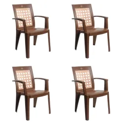 Cello Impact Set of 4 Chairs (Sandalwood Brown) | Strong and Durable | Easy to Clean | Chair for Living Room, Bed Room, 