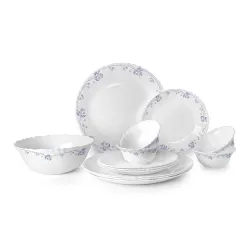 Cello Imperial Dinner Set, 13-Units, White / Dainty Blue