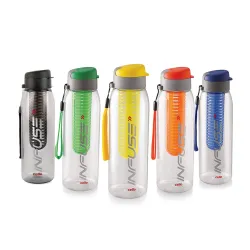 CELLO Infuse Water Bottle Set of 5, 800ml Assorted | Food Grade Unbreakable Detox Bottle with Infuser Chamber |Reusable 