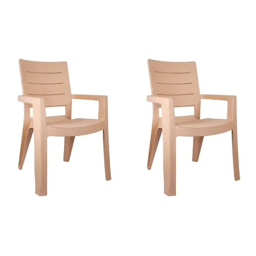 Image of Cello Jordan Chair Set of 2 (Brown) Plastic | Strong and Durable | Easy to Clean | Chair for Living Room, Bed Room, Kitc