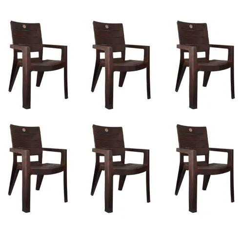 Image of Cello Jordan Plastic High Back Armchair, Set of 6(Rosewood Brown)