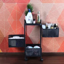 CELLO Kitchen Pro Trolley with Wheels | Storage Organizer & Kitchen Accessories Items for Kitchen Storage Rack Square De