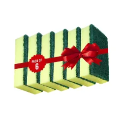 Cello Kleeno Sponge Scrub Pad (Green and Yellow, Pack of 6)