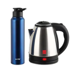 CELLO Lifestyle Electric Kettle 1.5L and Sippa Bottle 1000 ml Combo Blue